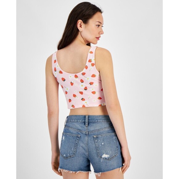 Grayson Threads, the Label Juniors' Cropped Strawberry-Print Top - Pink, M - Picture 3 of 3